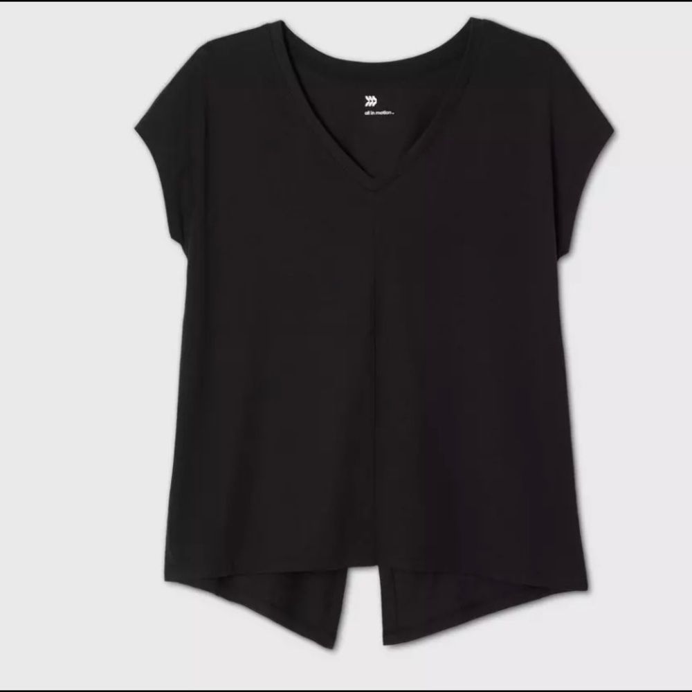 Women’s Cap Sleeve Tie Back T shirt Sz S Black